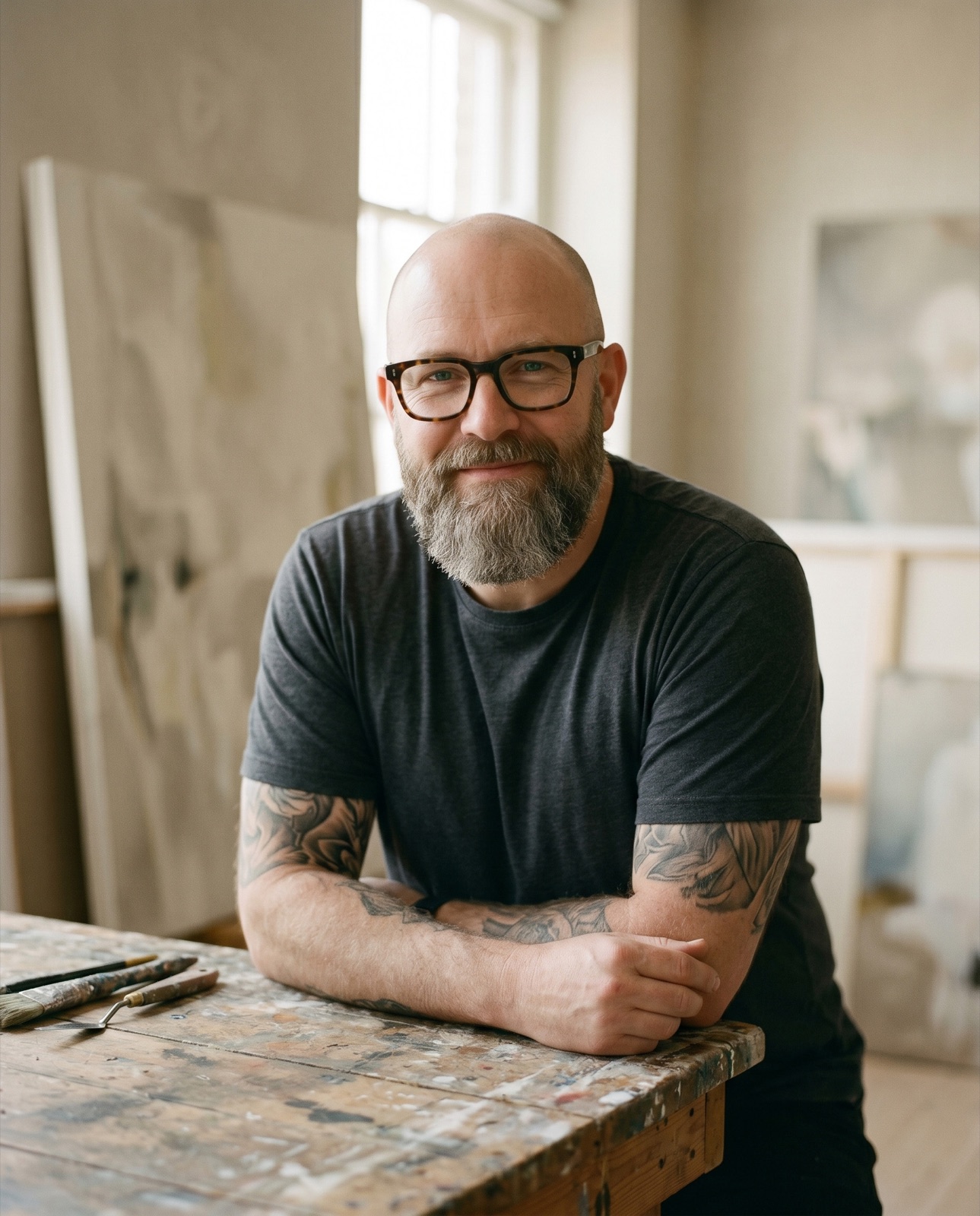 Hugo North in his studio