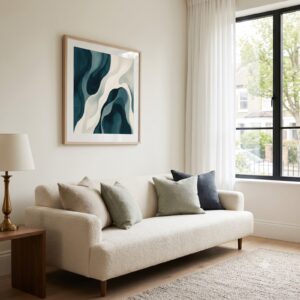 Tidal Forms II fine art print framed in a styled room
