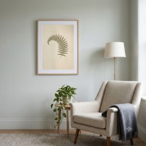 Fern in Repose fine art print framed in a styled room