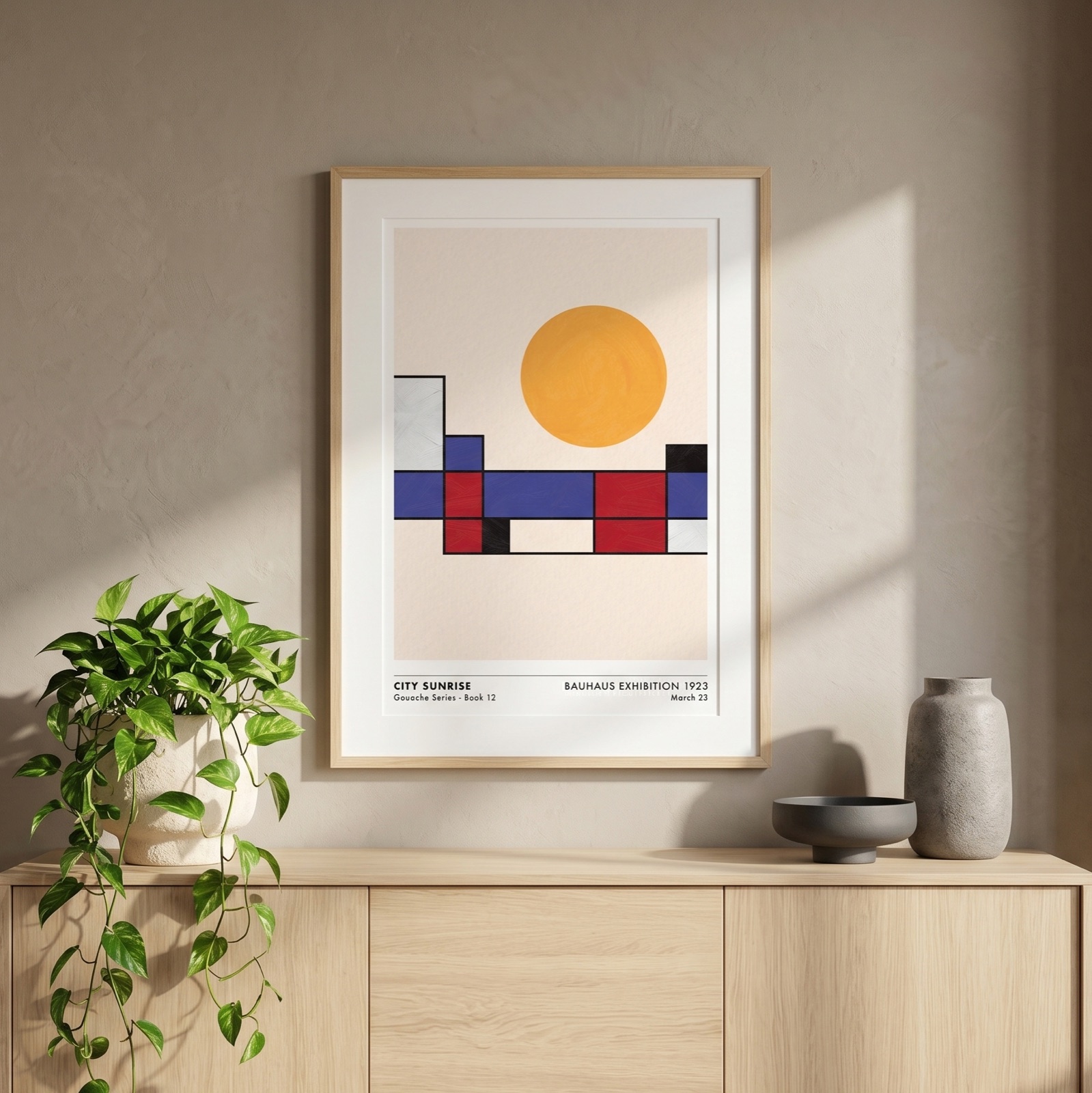 City Sunrise Bauhaus geometric print