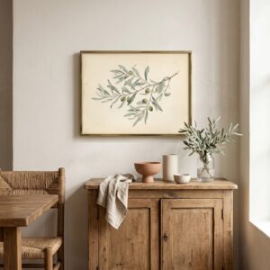 Olive Grove framed in a styled room